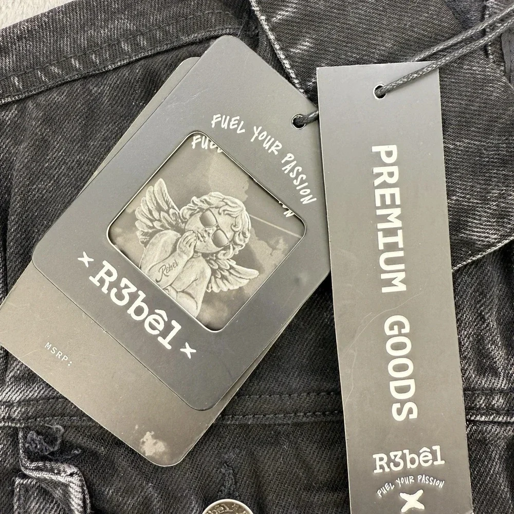 R3bel Jacket Mens‎ Small Denim Black Distressed Stay High Paradise Streetwear